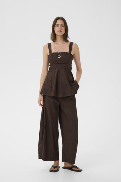 INWEAR TROUSERS COTTON POPLIN WIDE LEG ELASTICATED DRAWSTRING WAIST30112504 RAVEN