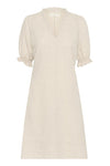 INWEAR DRESS LINEN A LINE RUFFLE EDGED V NECK CAP SLEEVE 30110341 RIGATTA