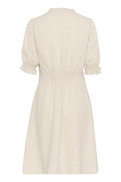 INWEAR DRESS LINEN A LINE RUFFLE EDGED V NECK CAP SLEEVE 30110341 RIGATTA
