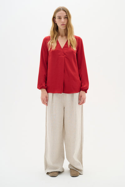 INWEAR TOP SILKY SUBTLE CROSS OVER V NECK ELASTICATED CUFF 30105766/300421 RINDA