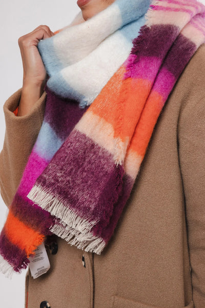 RINO & PELLE SCARF FRINGED MULTI COLOUR STRIPE 7002412 REEVE