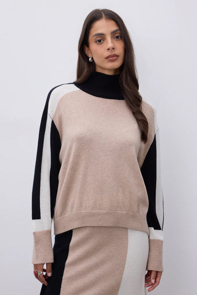 NOTSHY SWEATER CASHMERE MIX COLOUR BLOCK SLEEVE NF1I004 SAFIRA