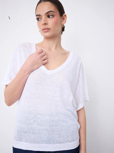 NOTSHY TOP 100% LINEN V NECK SHORT SLEEVE TAPERED NF8B000/LIP000 SOPHIA