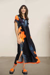 BEATE HEYMANN DRESS MAXI SATIN FEEL WASHED FLORAL JERSEY TRIM 169-39