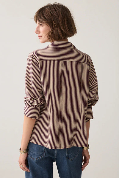 SUMMUM SHIRT STRIPE PLEATS ASYMETRIC BUTTON CLOSURE 2s3532-1249