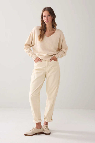 SUMMUM SWEATER WITH GOLD TRIM PEARL BUTTONS ON SLEEVE 7s7927-809