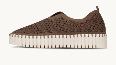 ILSE JACOBSEN SHOE PERFORATED MICROFIBRE UPPER PLATFORM SOLE TULIP 3373-248 MOCCA