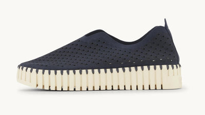 ILSE JACOBSEN SHOE PERFORATED MICROFIBRE UPPER PLATFORM SOLE TULIP 3373-660 DARK INDIGO