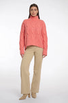 RINO & PELLE SWEATER HIGH NECK TAPERED CABLE KNIT HI LO HEM 5002513 TAFFIE