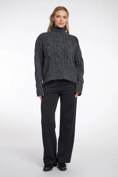 RINO & PELLE SWEATER HIGH NECKTAPERED CABLE KNIT HI LO RIB HEM 5002513 TAFFIE