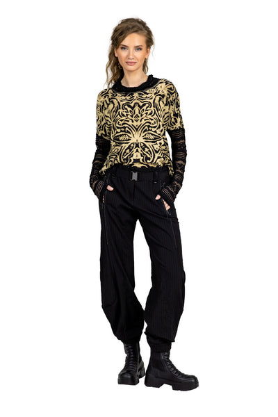 BEATE HEYMANN TOP PRINT CREPE GEORGETTE WITH LACE NECK AND SLEEVE 209-1