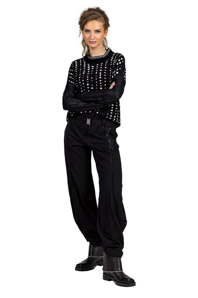 BEATE HEYMANN TOP TEXTURED POLKA DOT PU SLEEVES AND TRIM 245-20