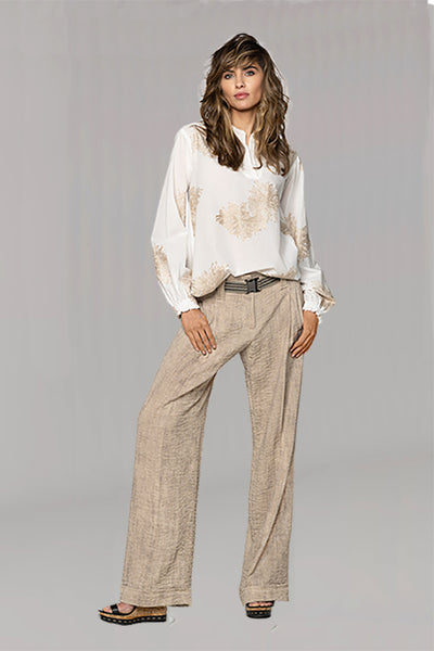 BEATE HEYMANN TROUSER PLEAT FRONT WITH CUFFS SNAP BELT 361-12