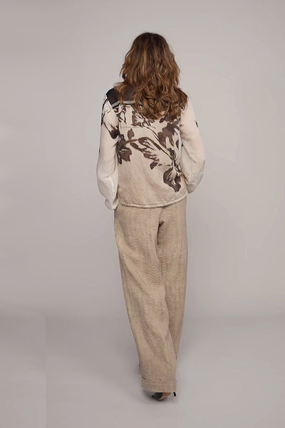 BEATE HEYMANN TOP SHEER FLORAL PRINT ELASTICATED WAIST WITH SIDE SLITS 362-25