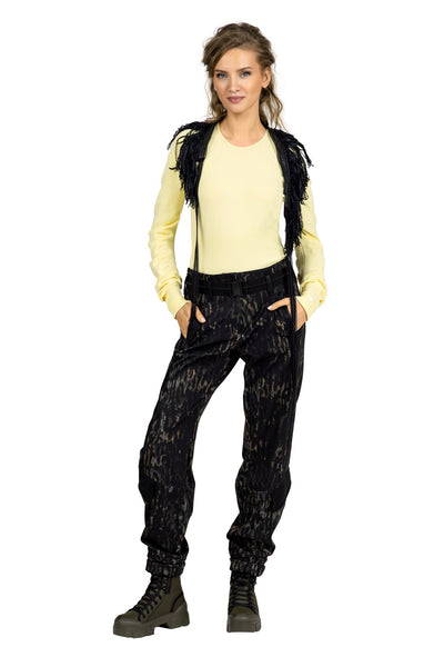 BEATE HEYMANN TROUSER TEXTURED PRINT UTILITY WITH SNAP BELT 2036-55