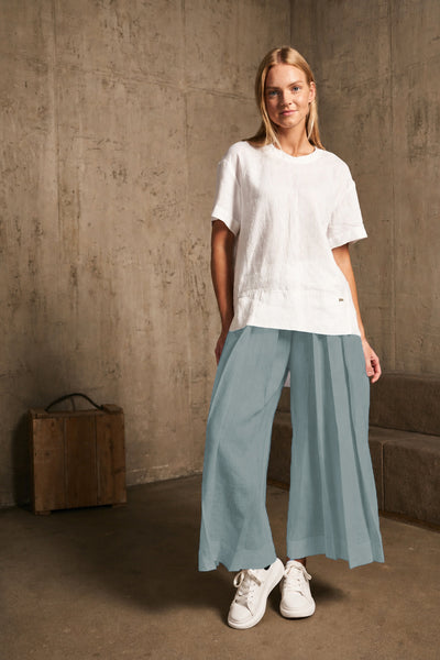 LU.EL TROUSERS WIDE PLEATED LINEN ANKLE LENGTH SL22522