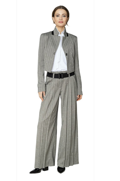BEATE HEYMANN TROUSER PLEATED HERRING BONE SEQUIN 420-7