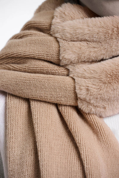 RINO & PELLE SCARF FAUX FUR AND KNIT WITH TASSLE END 700512 VILEN