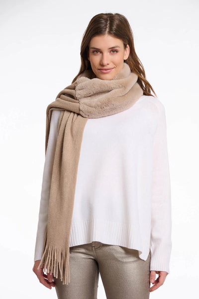 RINO & PELLE SCARF FAUX FUR AND KNIT WITH TASSLE END 700512 VILEN