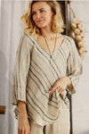 LA BOTTEGA DI BRUNELLA TOP 100% LINEN BIAS CUT MULTI STRIPE E5491434/12 ASTER