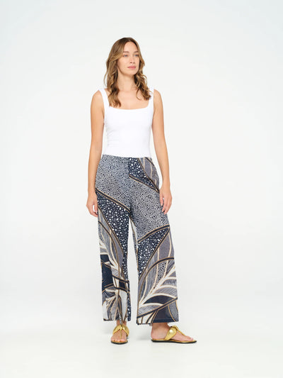 ONESEASON FINE COTTON PALAZZO PANT WITH ELASTICATED WAIST N2407637-508