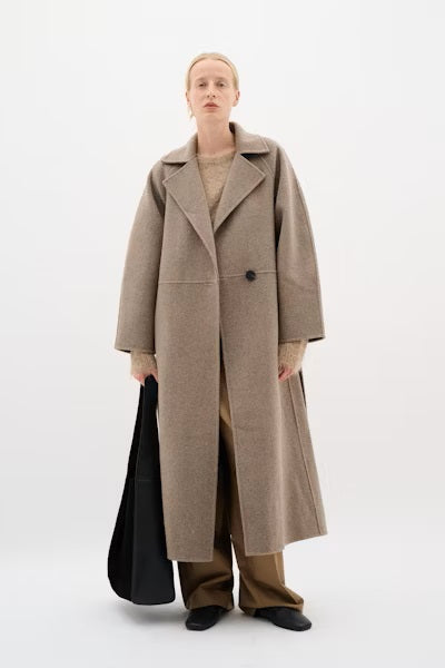 INWEAR LONG COAT RECYCLED WOOL MIX ONE BUTTON TIE BELT BACK VENT 30109489/1813041 YILLA