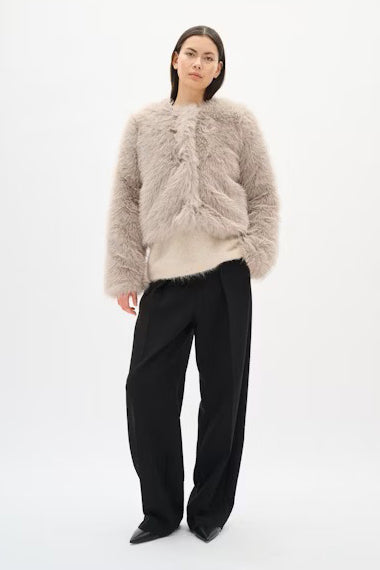 INWEAR JACKET LINED FAUX FUR ROUND NECK HIDDEN POPPERS & POCKETS 30112096 ZAZIAH