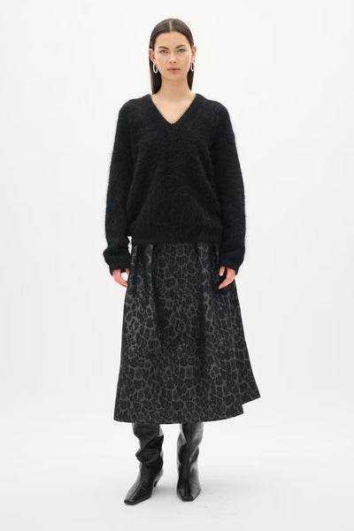 INWEAR SKIRT PLEAT A LINE LUXE GABERDINE LEOPARD TEXTURE 30112093 ZINA