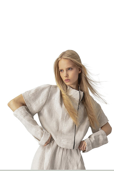 LOTUS EATERS JACKET LINEN WITH DETACHABLE HALF SLEEVE SASYMETRIC ZIP 36/NODAN