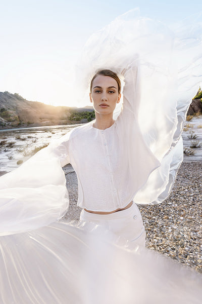 LOTUS EATERS CARDIGAN FINE KNIT WIDE FIT CROP ABALONE BUTTONS LAK/15