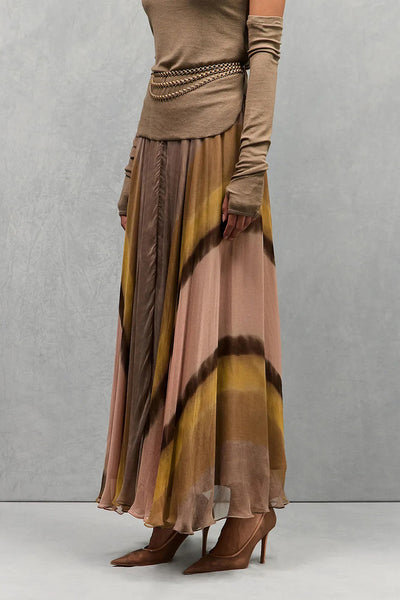MES DEMOISELLES SKIRT LINED CHIFFON GRADIENT TIE DYE PRINT 25S-MASTIN