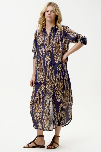 ONESEASON DRESS MAXI COTTON SHIRT DRESS HALF SLEEVE N26-07719-799 DAISY PROVENCE