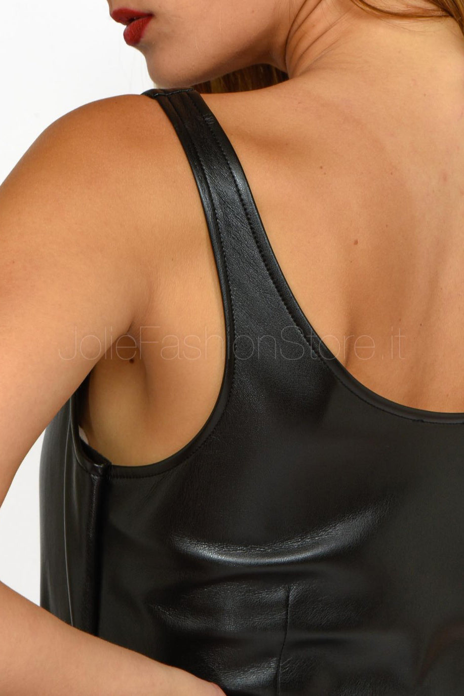 PATRIZIA PEPE DRESS VEGAN LEATHER EYELET CUP AND DRAPE 8A1352