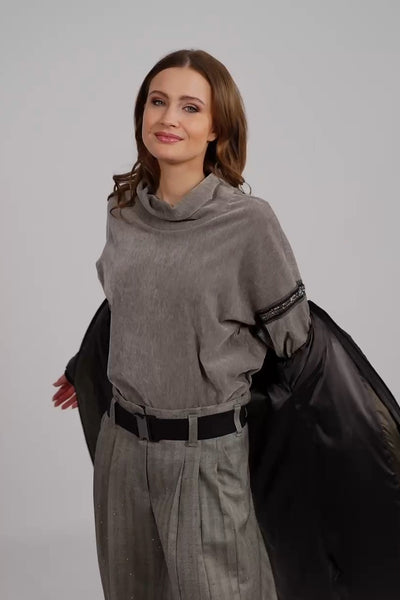 BEATE HEYMANN SWEATER VELOUR SLEEVE DETAIL 432-8