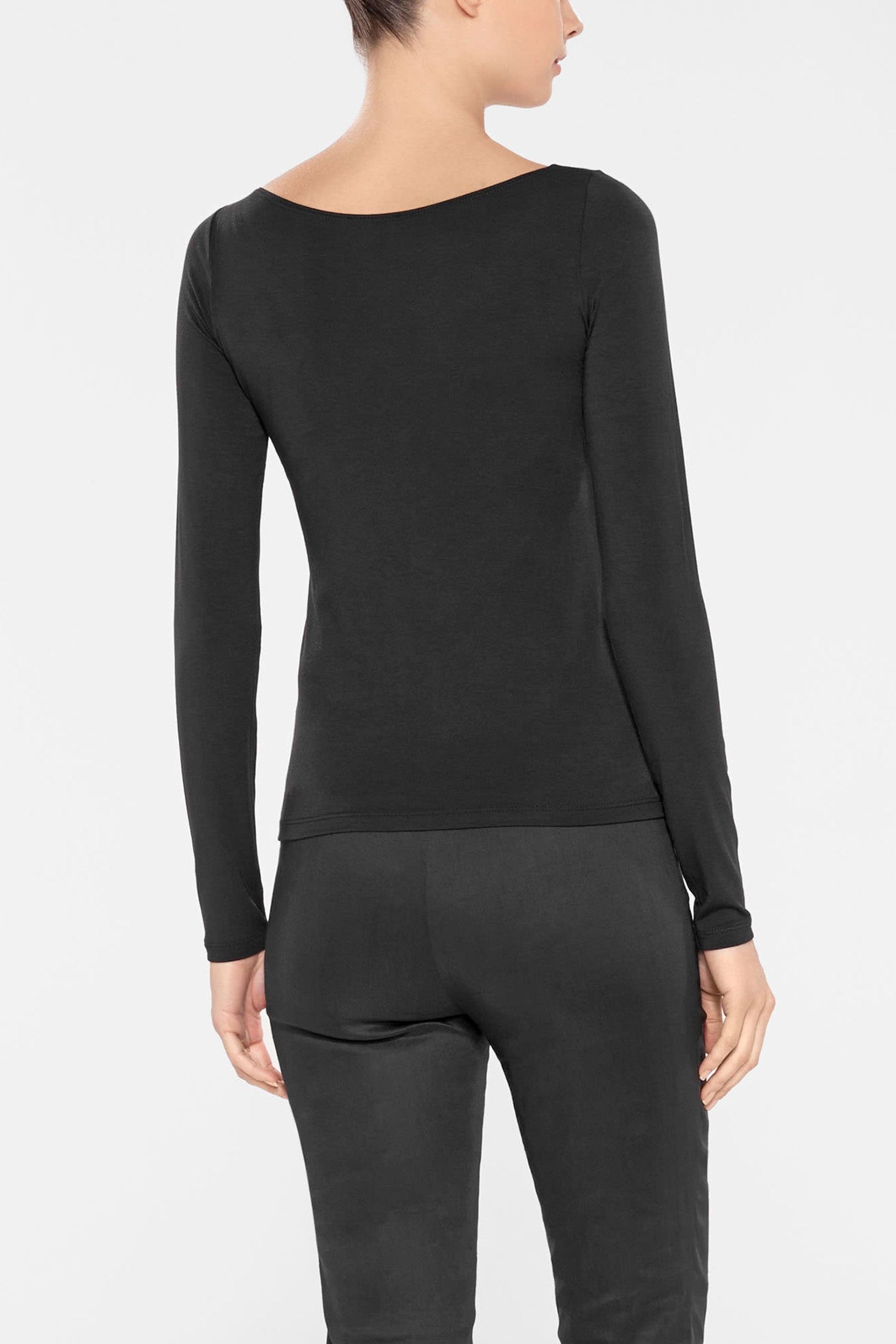 SARAH PACINI BLACK TOP LONG SLEEVE WIDE NECK 109306-02