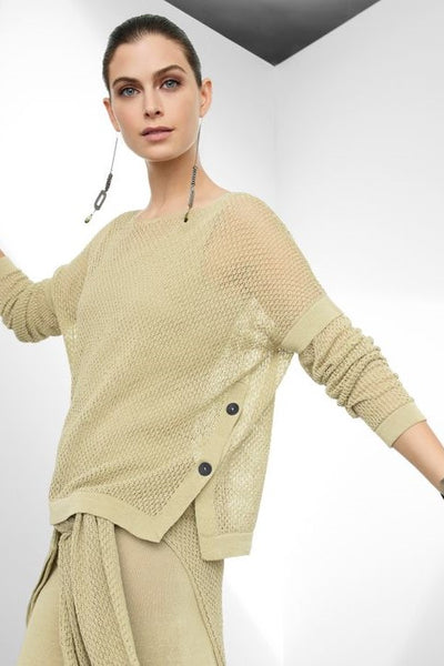 SARAH PACINI MESH KNITTED SWEATER WITH SIDE VENT 22111072-55